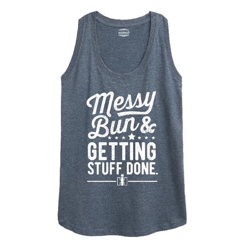 Messy Bun Getting Stuff Done Womens Racerback Tank silver tank top