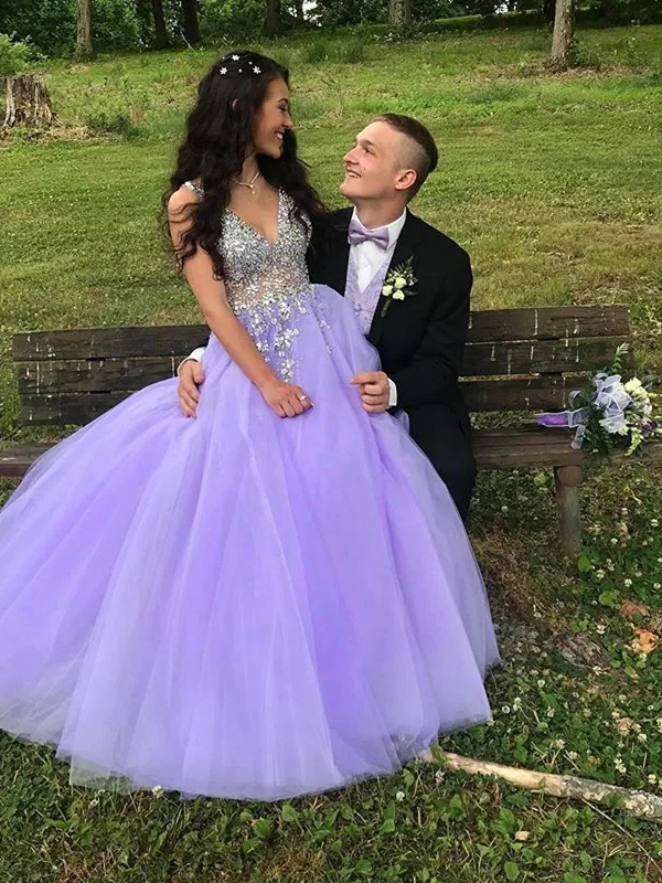 A Line V Neck Purple Beaded Long Prom Dresses, V Neck Purple Long Formal Evening Dresses with Beadings A Line V Neck Purple Beaded Long Prom Dresses, V Neck Purple Long Formal Evening Dresses with Beadings