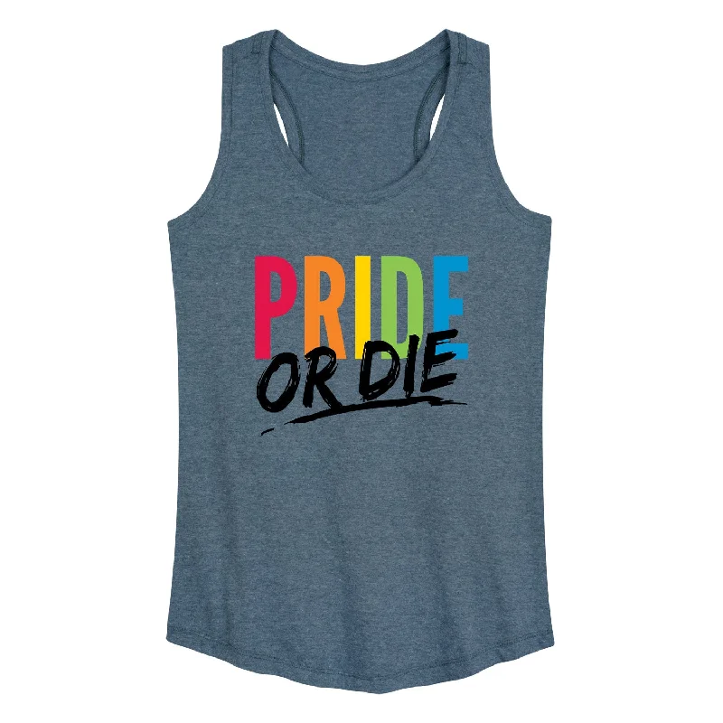 Pride Or Die Womens Racerback Tank turquoise tank top