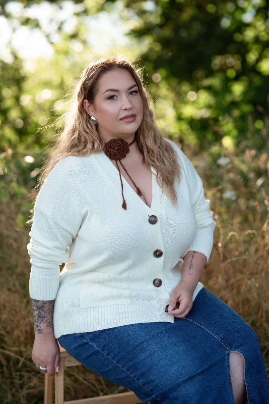 Button-Up Merino Wool Cardigan Natural White Mesh Fabric Canvas Fabric Denim Fabric