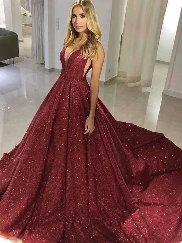 Sparkly V Neck Burgundy Champagne Long Prom Dresses with Train, Shiny Long Formal Evening Dresses Sparkly V Neck Burgundy Champagne Long Prom Dresses with Train, Shiny Long Formal Evening Dresses