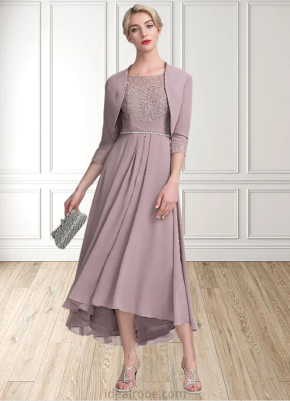 Kelly A-Line Scoop Neck Asymmetrical Chiffon Lace Mother of the Bride Dress With Beading STK126P0014885 Kelly A-Line Scoop Neck Asymmetrical Chiffon Lace Mother of the Bride Dress With Beading STK126P0014885
