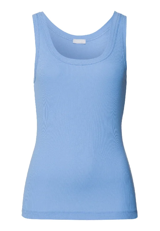 Sleep And Lounge Ribbed Cotton Tank Top | Bay Blue 74841-2542 one shoulder tank