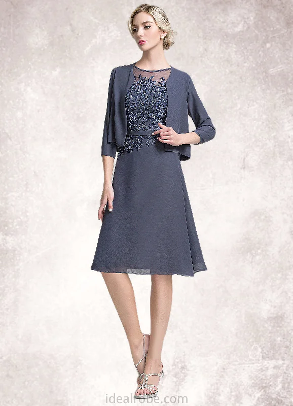 Jade A-Line Scoop Neck Knee-Length Chiffon Mother of the Bride Dress With Beading Sequins STK126P0014871 Jade A-Line Scoop Neck Knee-Length Chiffon Mother of the Bride Dress With Beading Sequins STK126P0014871