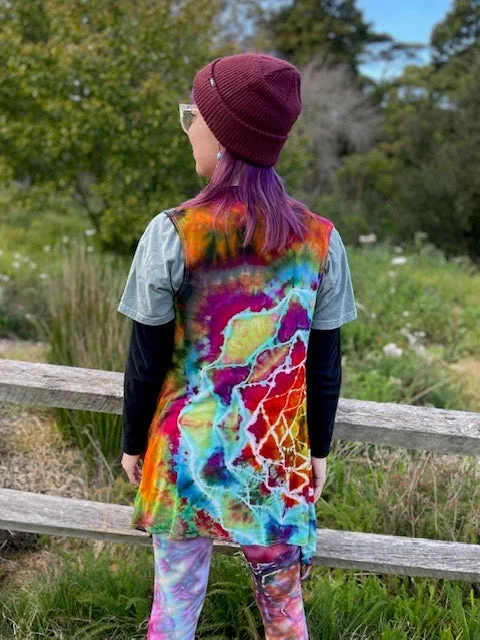 Small Colorfully Blessed Sleeveless Cardigan (Vest) #1 Velvet Chenille Corduroy