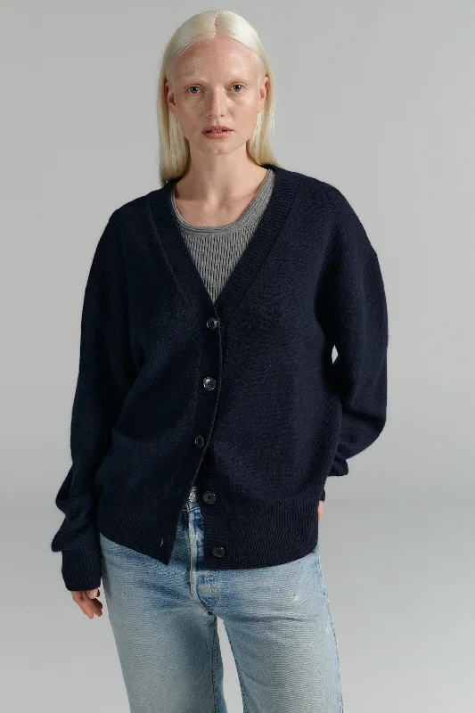 Heavy Merino-Cashmere Cardigan Navy Spandex Rayon Corduroy