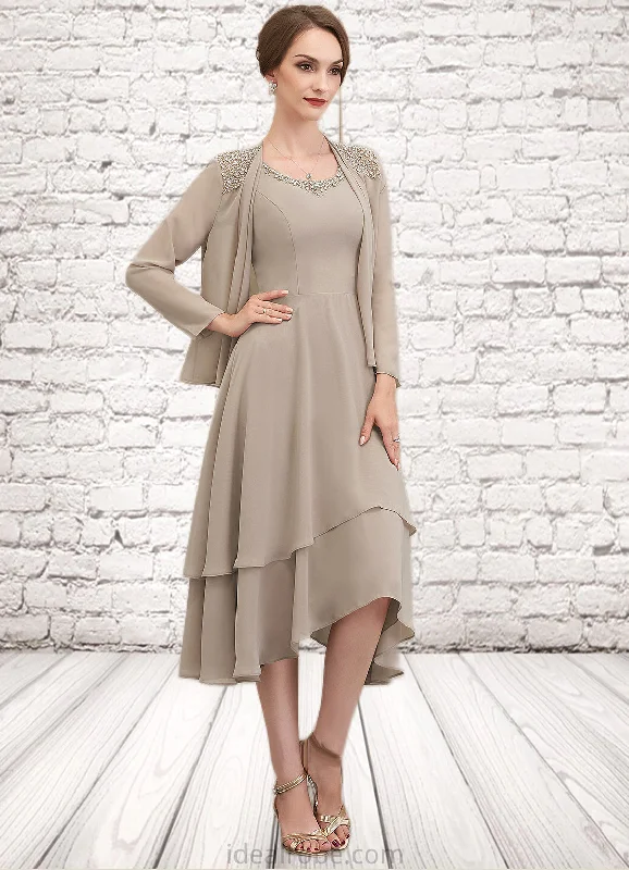 Amanda A-Line Scoop Neck Asymmetrical Chiffon Mother of the Bride Dress With Beading Sequins STK126P0014866 Amanda A-Line Scoop Neck Asymmetrical Chiffon Mother of the Bride Dress With Beading Sequins STK126P0014866