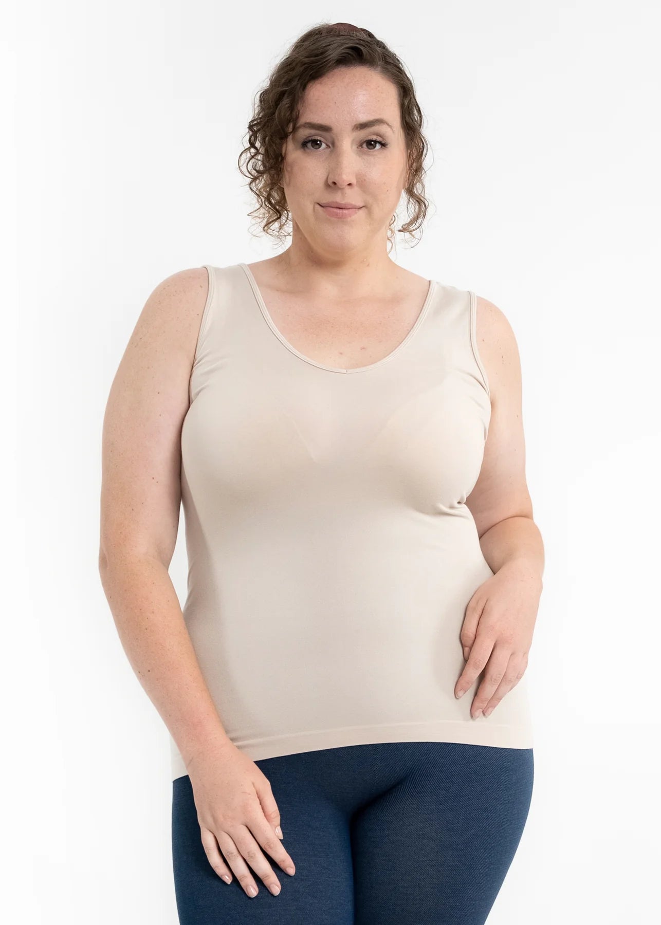Curvy Sand Reversible Tank by Elietian essential tank top