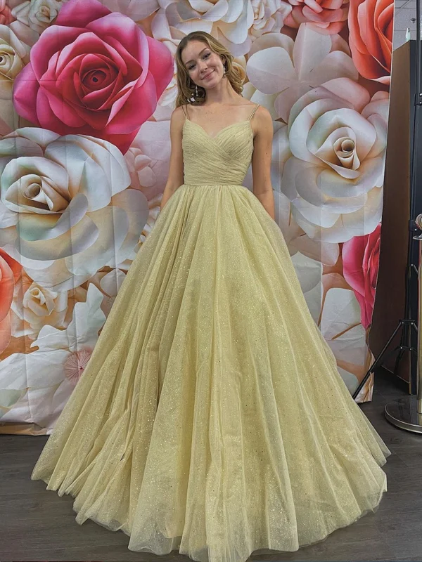 Spaghetti Straps Rose Golden Tulle Prom Dresses, Champagne Tulle Long Formal Evening Dresses Spaghetti Straps Rose Golden Tulle Prom Dresses, Champagne Tulle Long Formal Evening Dresses