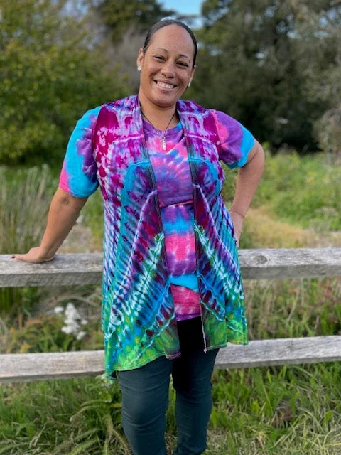 Medium Colorfully Blessed Sleeveless Cardigan (Vest) #4 Solid Print Embellished