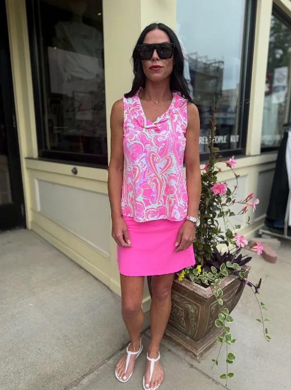 Lulu B Ruffle V Neck Tank [HTLP-SPX0753P] lace tank top