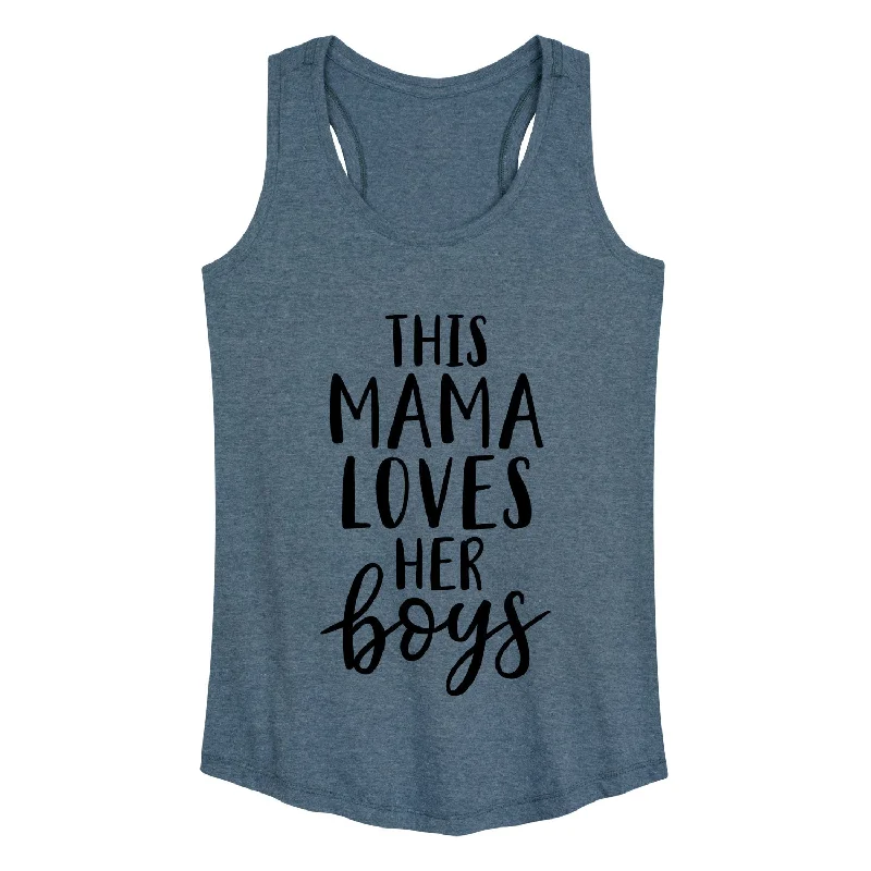 This Mama Loves Her Boys Womens Racerback Tank ivory tank top