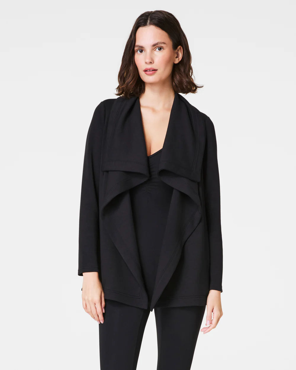 Airessentials Open Wrap Cardigan Very Black - SPANX Slim Fit Regular Fit Oversized