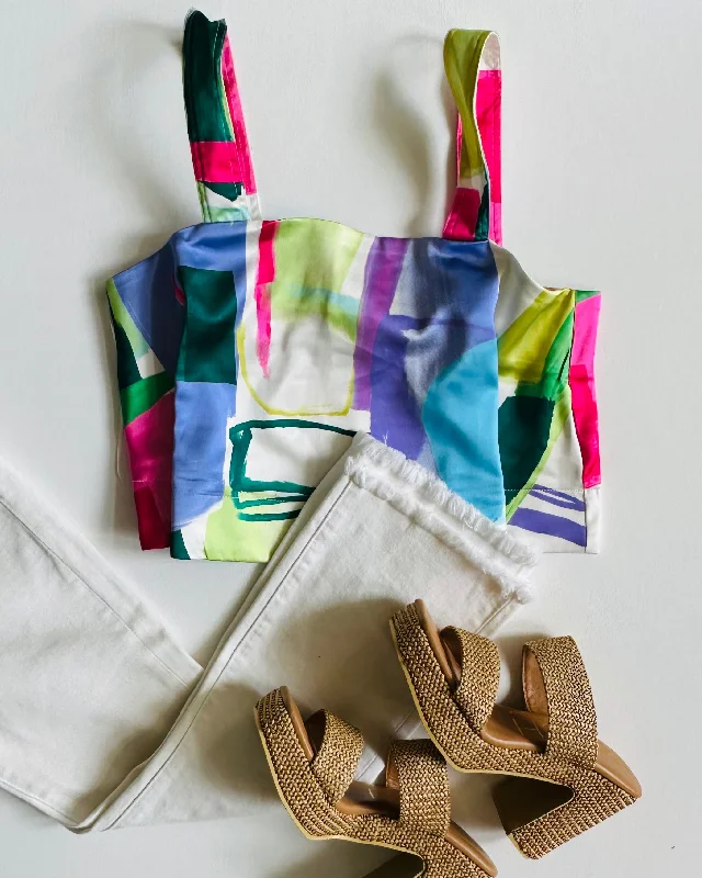 Pixie Tank- Abstract Paint fashionable tank top