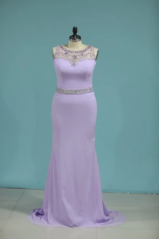 Scoop Column Prom Dresses Beaded Bodice