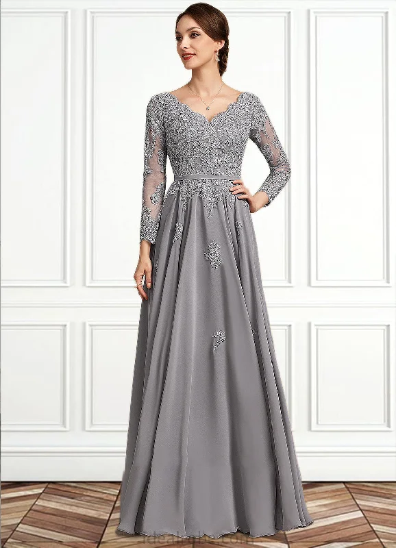 Josephine A-Line V-neck Floor-Length Chiffon Lace Mother of the Bride Dress STK126P0014881 Josephine A-Line V-neck Floor-Length Chiffon Lace Mother of the Bride Dress STK126P0014881