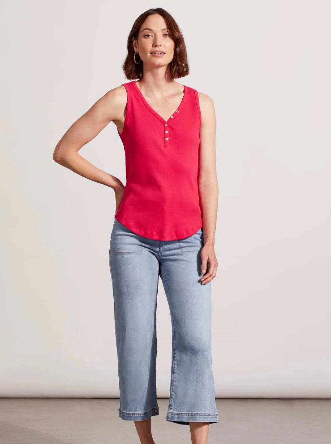 Henley Tank W Buttons [Fruit Punch-5361O] lime green tank