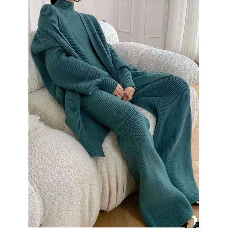 Fashion Women Knitting Cardigan Basic Top and Pants Sets Long Cardigan Short Cardigan Medium Cardigan