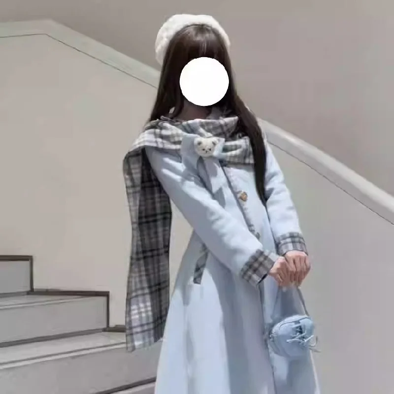 "Cookie Bear" plaid coat jacket Welt Pockets Slit Pockets Flap Pockets