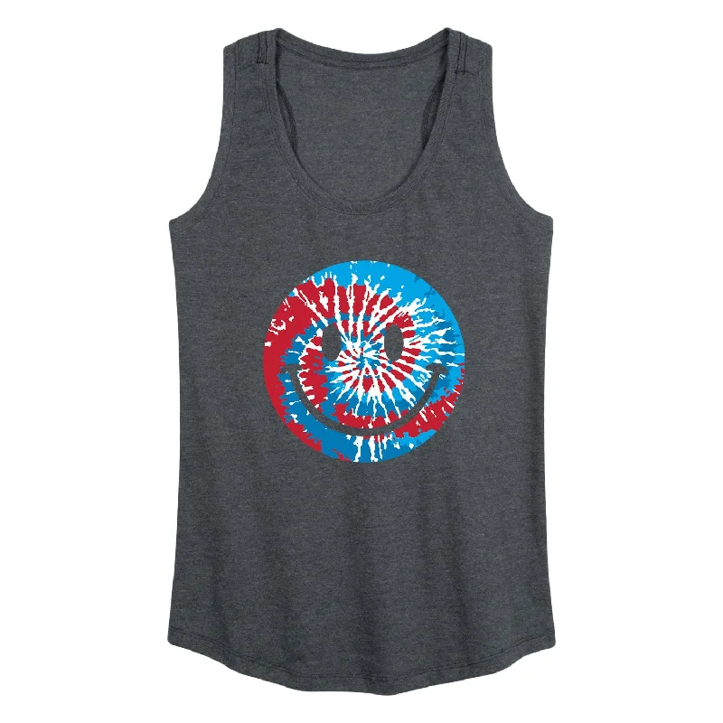 Tie Dye Smiley Face Rwb Womens Racerback Tank flexible tank top