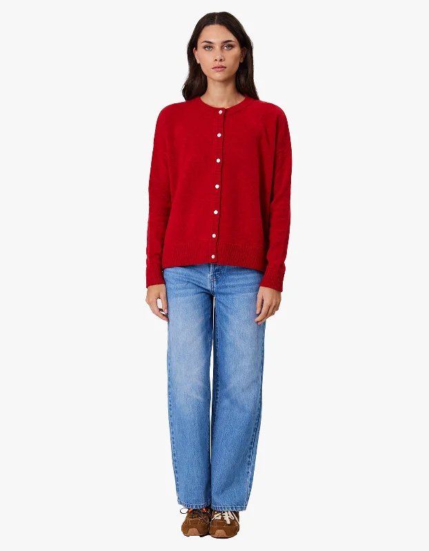 Tali Cardigan - Brick Chenille Brocade Lace