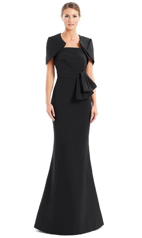 Alexander by Daymor 1656 - Peplum Detailed Straight-Across Neck Formal Gown With Jacket Oversized Jacket Tailored Jacket Straight Jacket Alexander by Daymor 1656 - Peplum Detailed Straight-Across Neck Formal Gown With Jacket Oversized Jacket Tailored Jacket Straight Jacket
