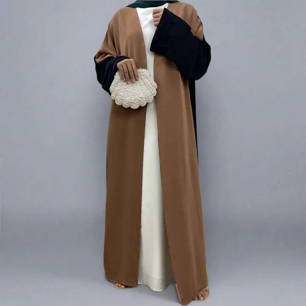 Nida Cardigan Open Abaya Dress #241438 Boat Neck Shawl Collar Notched Collar