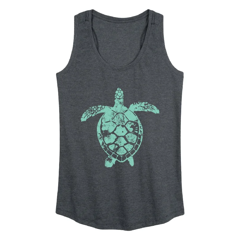 Sea Turtle Illustration Womens Racerback Tank white tank top