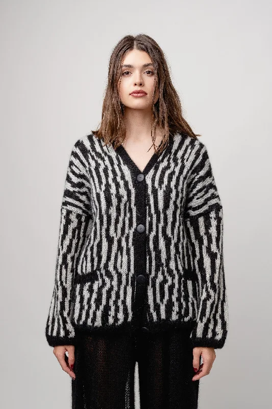 Roots Mohair Cardigan Hooded Cardigan Collared Cardigan Shawl Collar