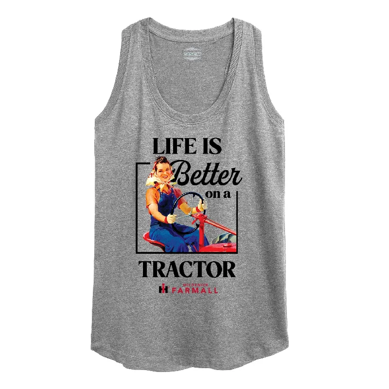 IH Life is Better On A Tractor Womens Racerback Tank peach tank top