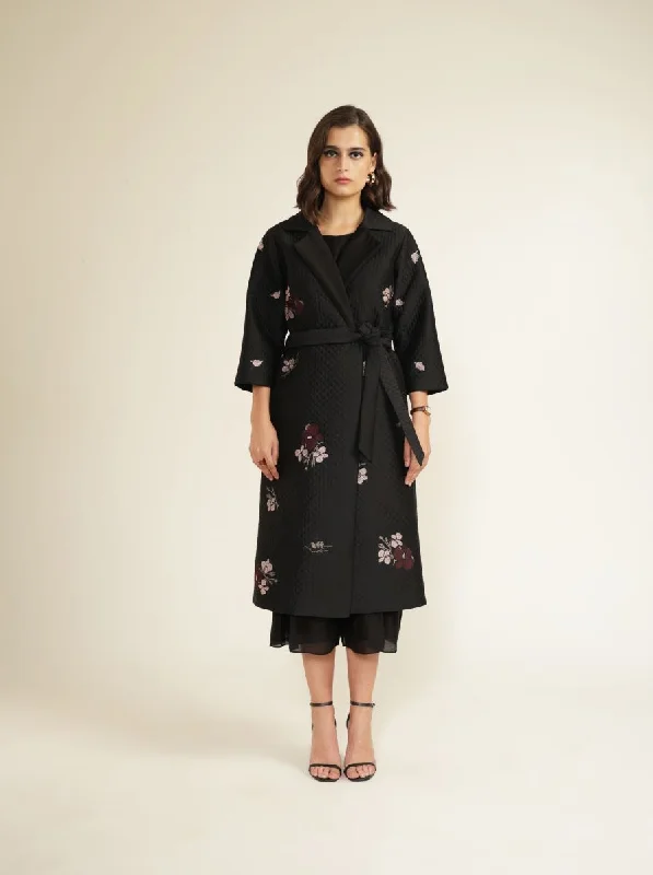 Meadows black jumpsuit with quilted jacket Cardigan Sweater Pullover