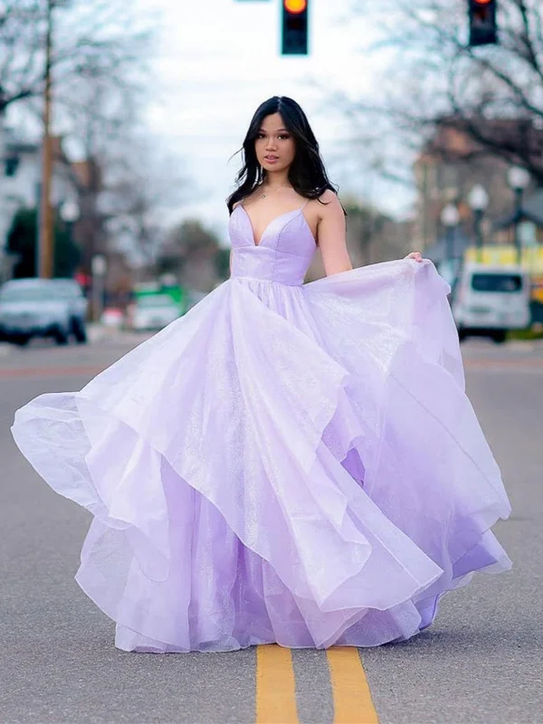V Neck Pink Purple Open Back Long Prom Dresses, V Neck Pink Purple Long Formal Evening Dresses