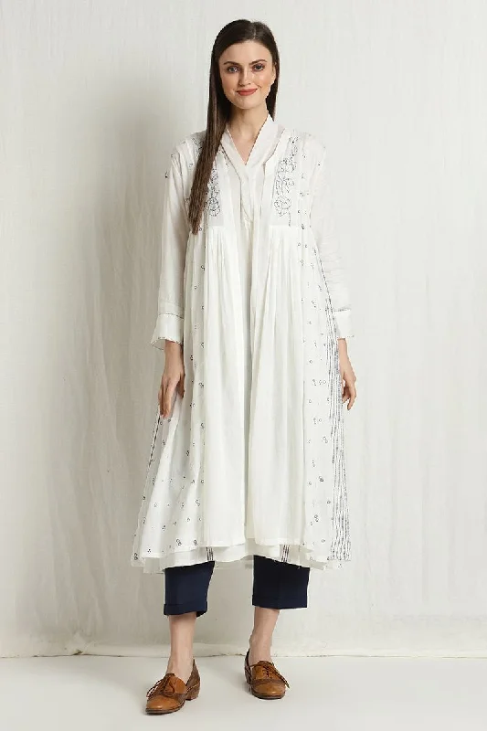 Ekadi ecru pleated jacket dress Satin Jacket Silk Jacket Chiffon Jacket