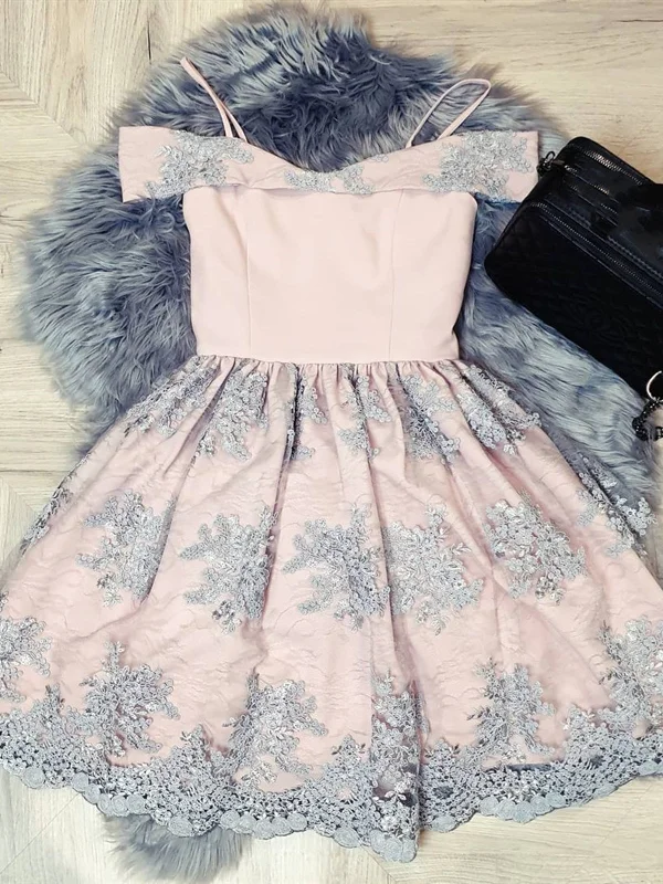 Off the Shoulder Short Lace Prom Dresses, Off Shoulder Short Lace Formal Graduation Dresses Off the Shoulder Short Lace Prom Dresses, Off Shoulder Short Lace Formal Graduation Dresses