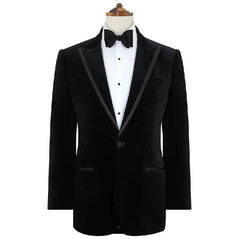 Balinteer Black Velvet Jacket Zip Front Button Front Snap Front
