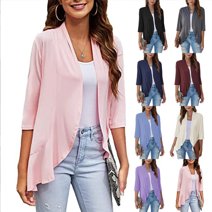 Casual 3/4 Sleeves Cardigan Tops for Women Casual Formal Business