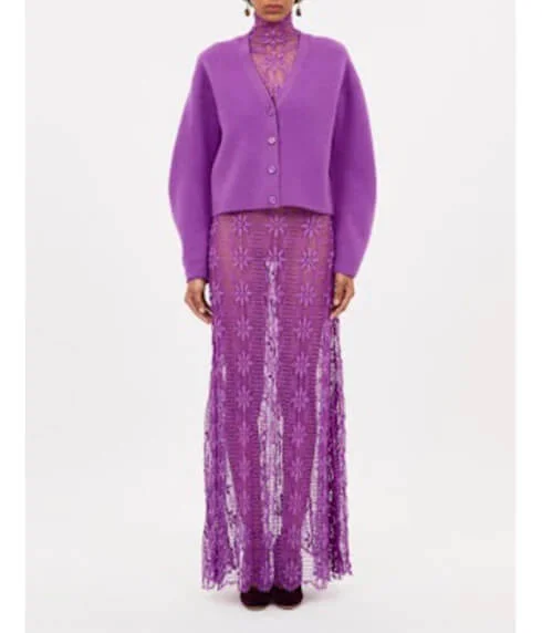 Ulla Johnson - Hadley Cardigan in Orchid Polka Dot Checkered Tartan
