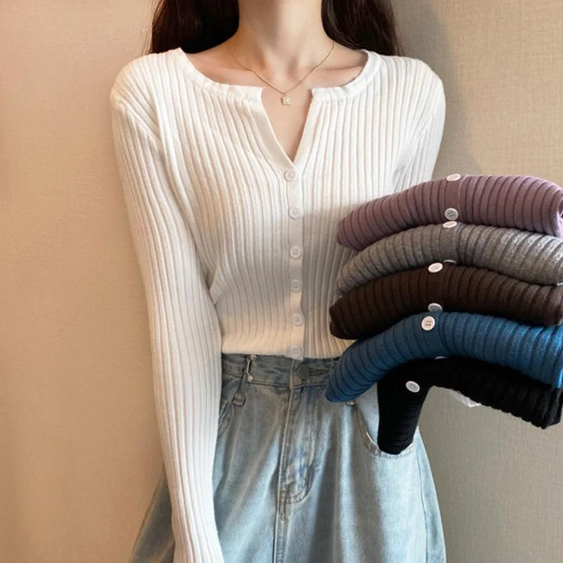 Women Fashion Long Sleeves Fall Cardigan Sweaters Striped Floral Plaid