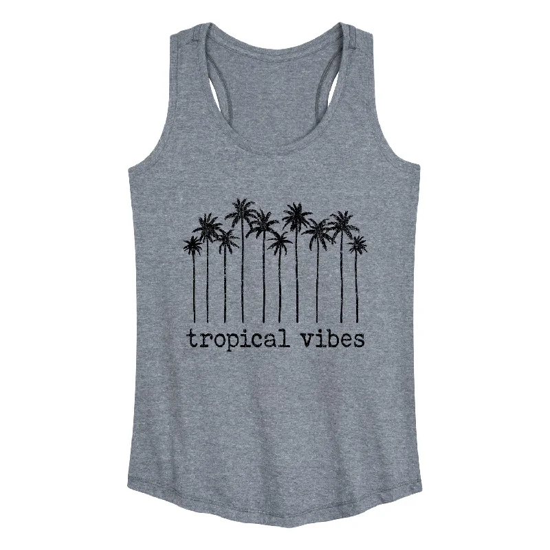 Tropical Vibes Palm Trees Womens Racerback Tank teal tank top
