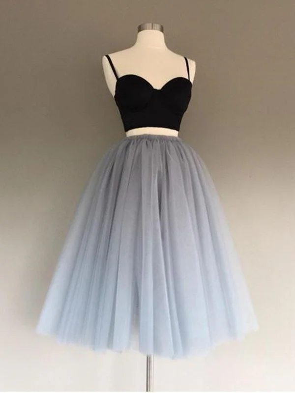 2 Pieces Black Gray Short Prom Dresses, Two Pieces Short Black Gray Formal Graduation Dresses 2 Pieces Black Gray Short Prom Dresses, Two Pieces Short Black Gray Formal Graduation Dresses