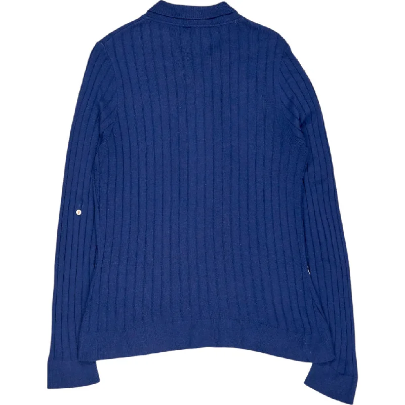 Baukjen Blue Ribbed Knit Cardigan Sequined Glittery Shiny
