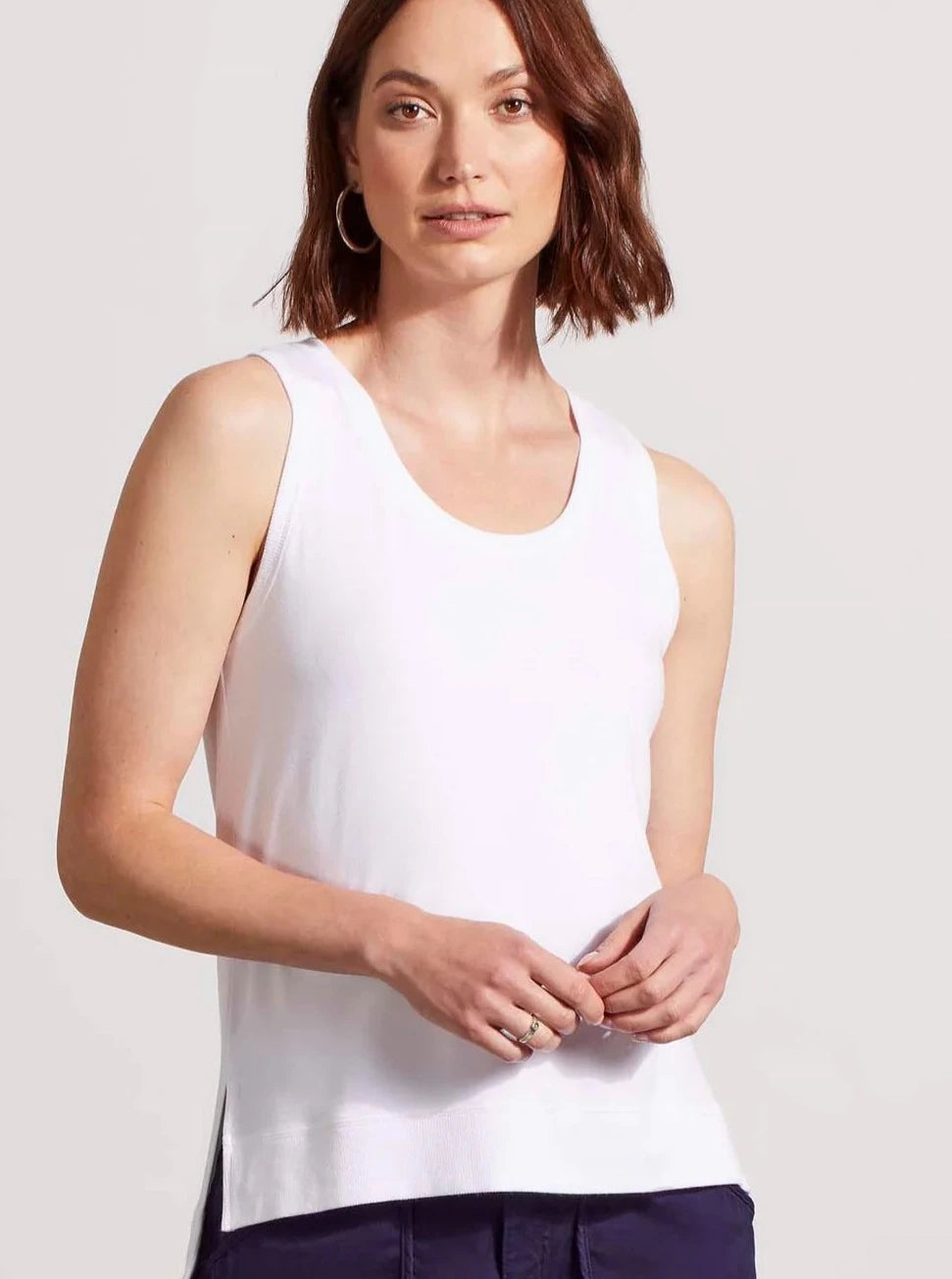 Hi Lo Tank Top With Special Wash Effect [White-5358O] relaxed fit tank
