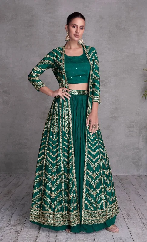 Blazing Green Chinon Embroidered Jacket Lehenga Wool Fabric Cashmere Fabric Tweed Fabric Blazing Green Chinon Embroidered Jacket Lehenga Wool Fabric Cashmere Fabric Tweed Fabric