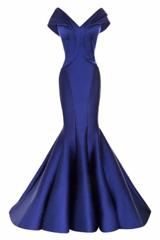 Satin Off The Shoulder Evening Dresses Mermaid Satin Sweep Train