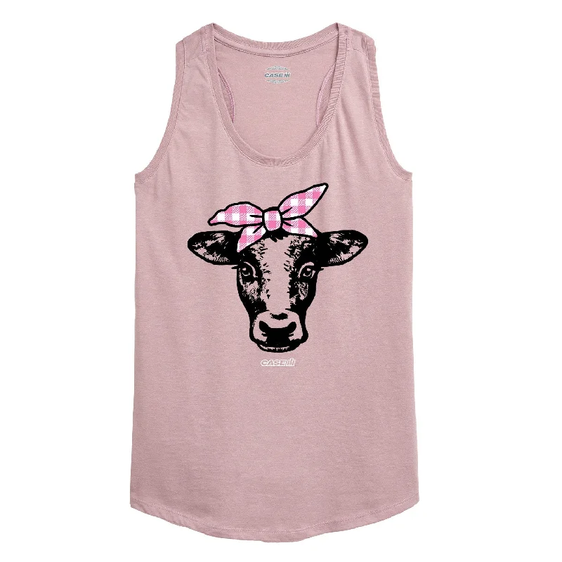 Case IH Gingham Cow Bandana Womens Racerback Tank halter tank top