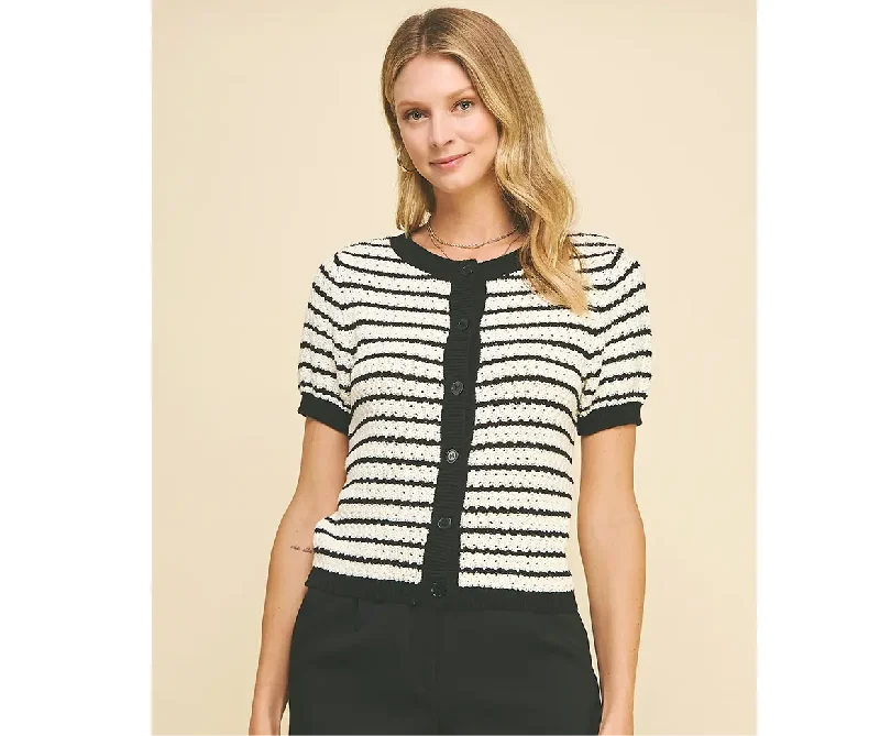 Dollie Short Sleeved Cardigan Real Fur Shearling Chenille