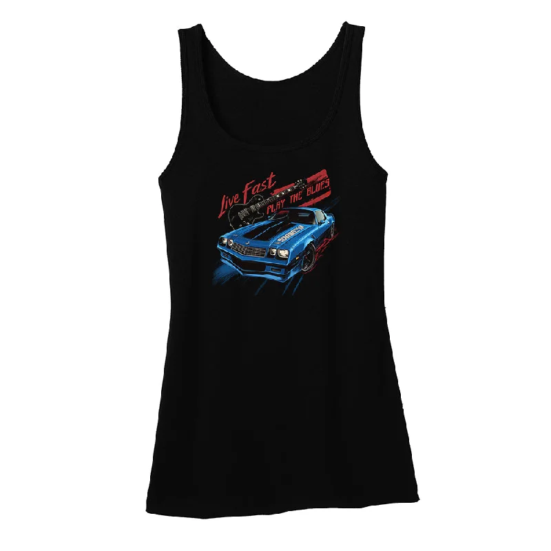 Live Fast, Play The Blues Tank (Women) gym tank top
