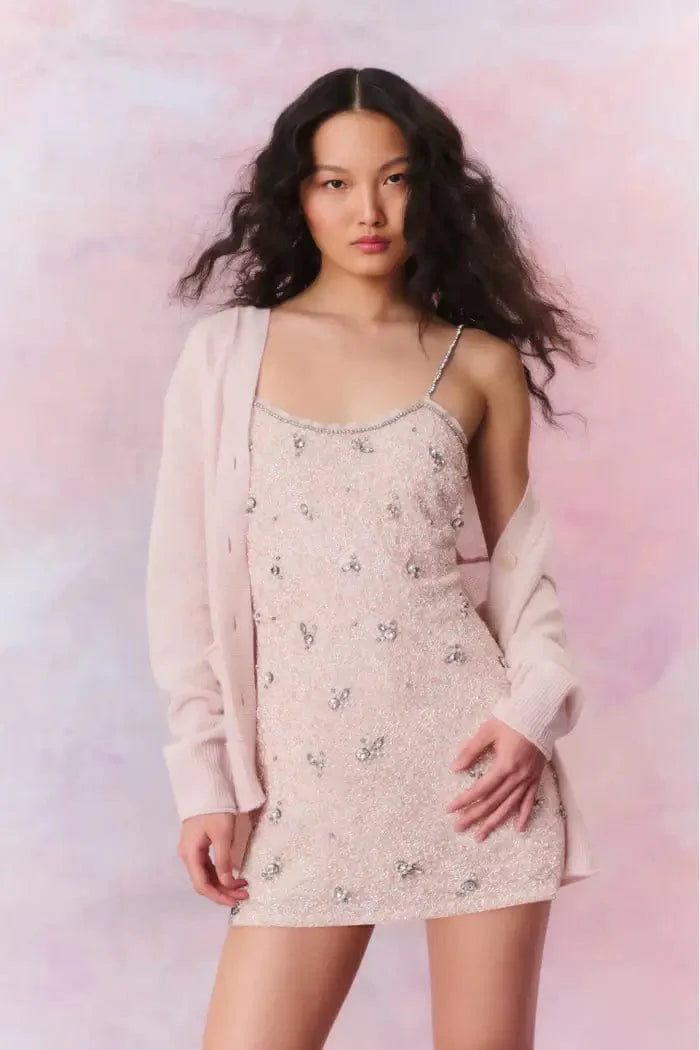Applene Cardigan in Pearl Pink Toggled Drawstring Belted