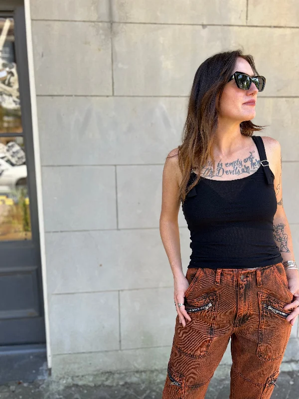 Nylon Tank with Buckle Straps cutout tank top