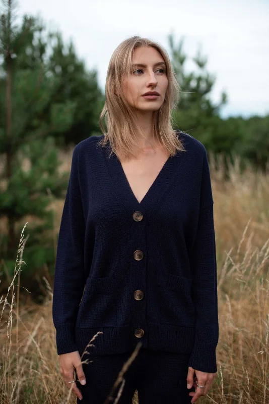 Button-Up Merino Wool Cardigan Dark Blue Rayon Fabric Velvet Fabric Corduroy Fabric